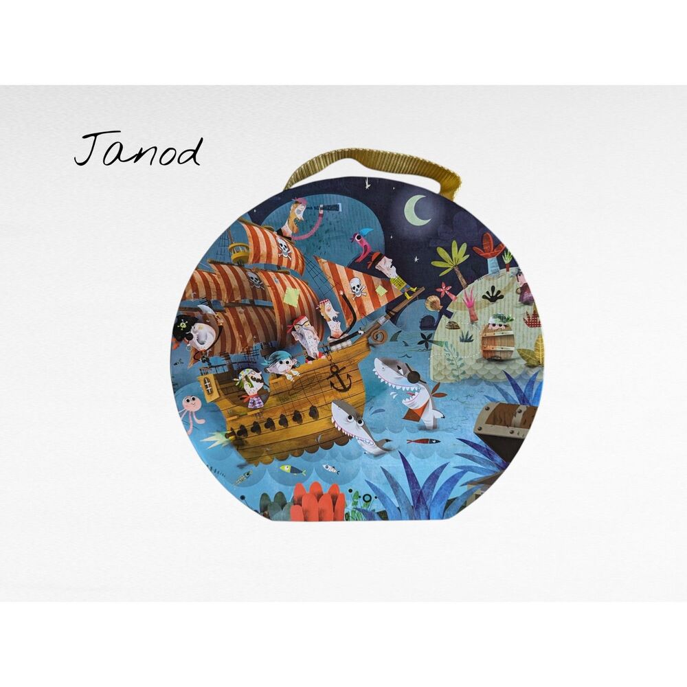 Janod Puzzle Giant Floor Puzzle ~ Pirate Ship w/ Sunken Treasure 39 pieces